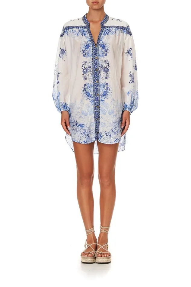 Women Mini Dresses Camilla Blouson Sleeve Shirt Dress High Tea