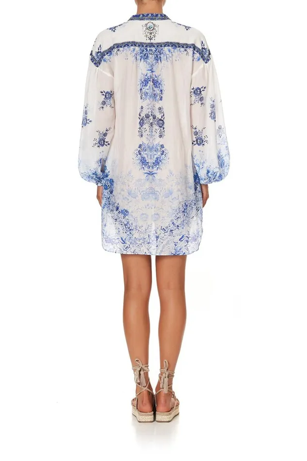 Women Mini Dresses Camilla Blouson Sleeve Shirt Dress High Tea