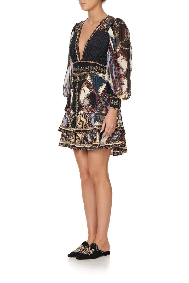 Women Mini Dresses Camilla Button Front Frill Dress Dining Hall Darling