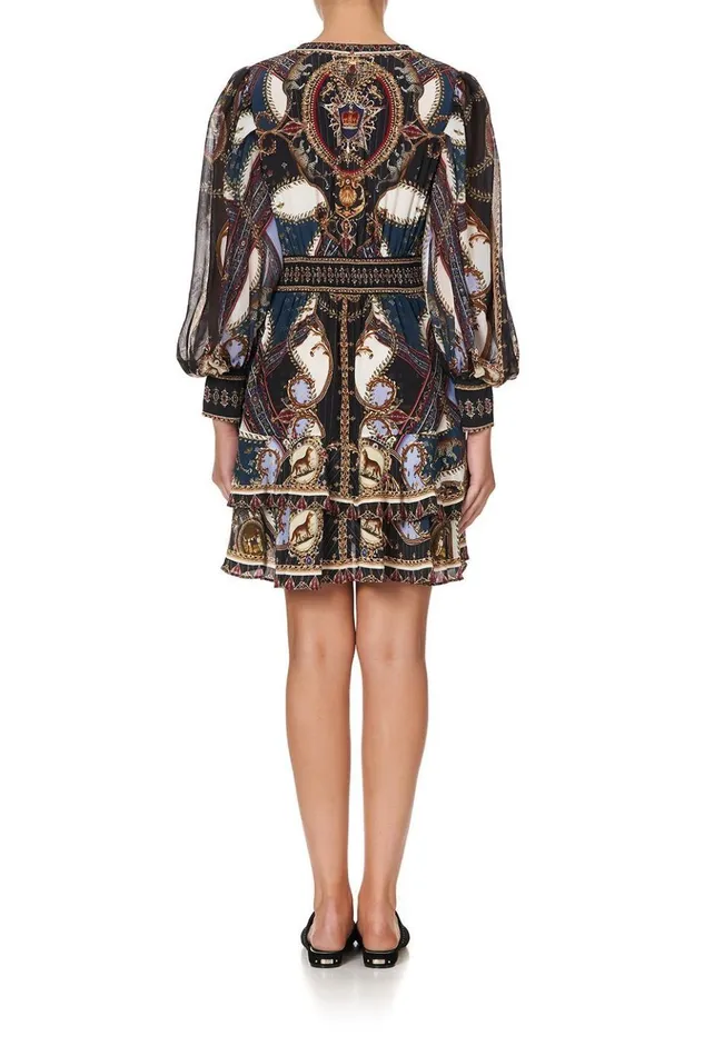 Women Mini Dresses Camilla Button Front Frill Dress Dining Hall Darling