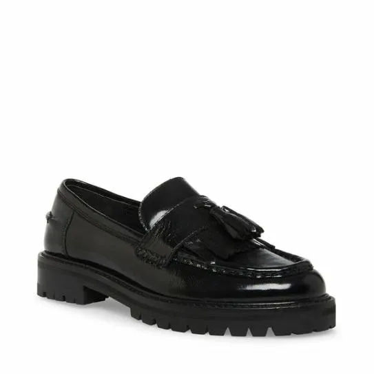 Women MINKA BLACK LEATHER Black Leather Steve Madden Loafers and Flats Women MINKA BLACK LEATHER Black Leather Steve Madden Loafers and Flats