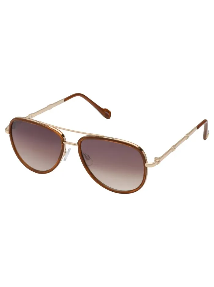 Women Modern Metal Aviator Sunglasses In Gold and Brown Jessica Simpson Sunglasses
