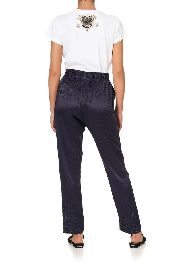 Women Modest Clothing Camilla Drop Crotch Slim Leg Pant Luxe Navy