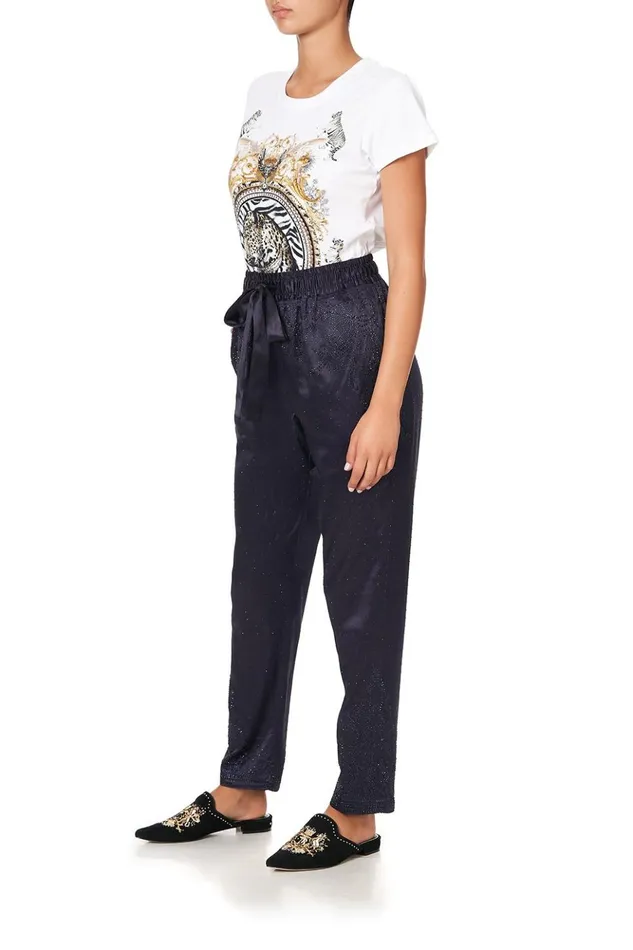 Women Modest Clothing Camilla Drop Crotch Slim Leg Pant Luxe Navy