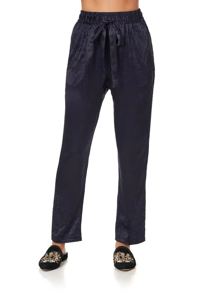 Women Modest Clothing Camilla Drop Crotch Slim Leg Pant Luxe Navy
