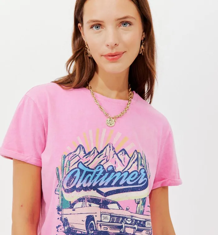 Women Motif TShirt 8211 Pink Promod Tops Women Motif TShirt 8211 Pink Promod Tops