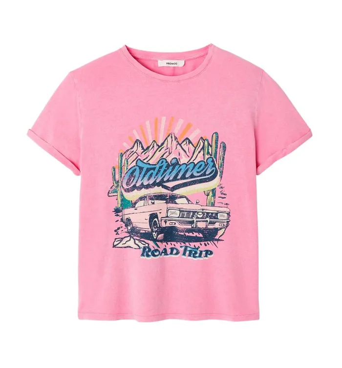 Women Motif TShirt 8211 Pink Promod Tops Women Motif TShirt 8211 Pink Promod Tops