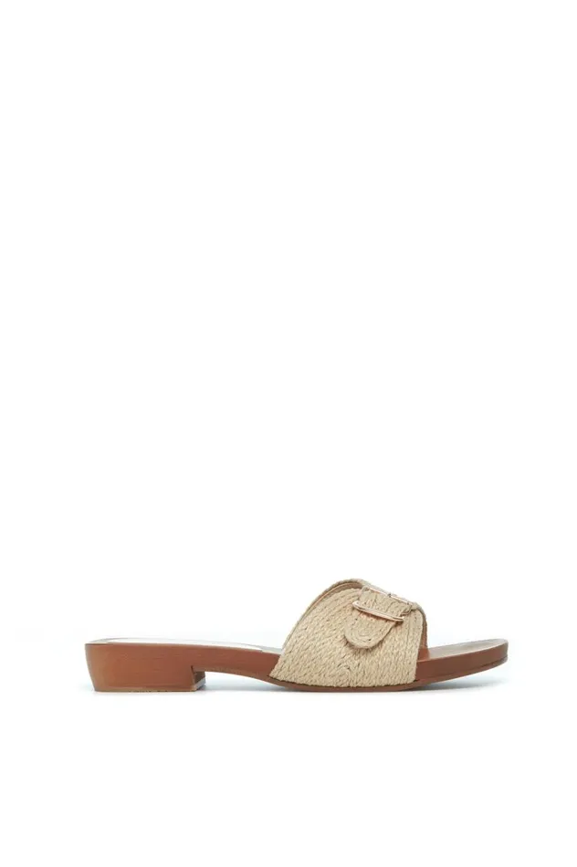 Women Mules Gabriela Hearst Clover Slide Sandal In Cream Leather Jute
