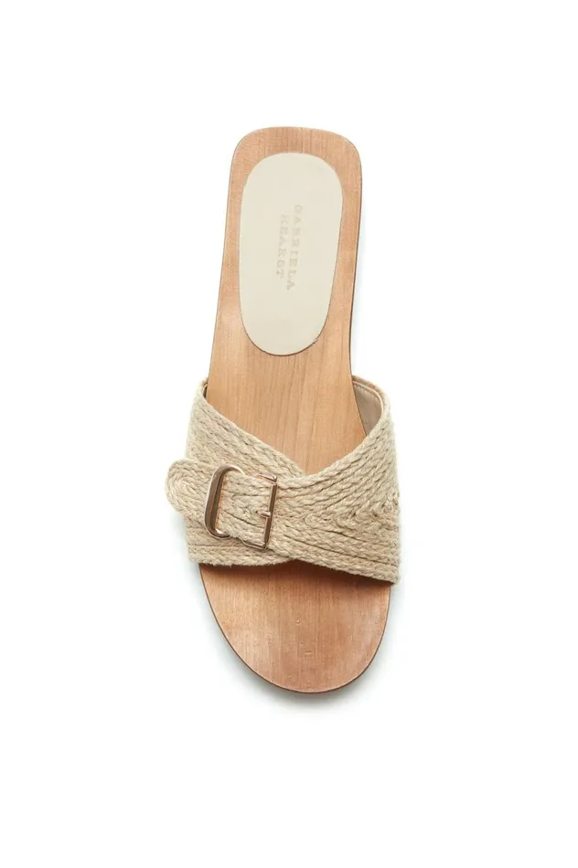 Women Mules Gabriela Hearst Clover Slide Sandal In Cream Leather Jute