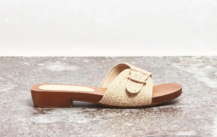 Women Mules Gabriela Hearst Clover Slide Sandal In Cream Leather Jute