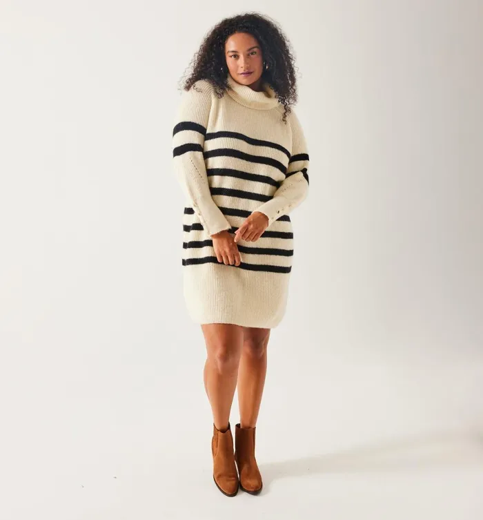 Women Nautical Jumper Dress 8211 Navy Blue Stripes Promod Dresses