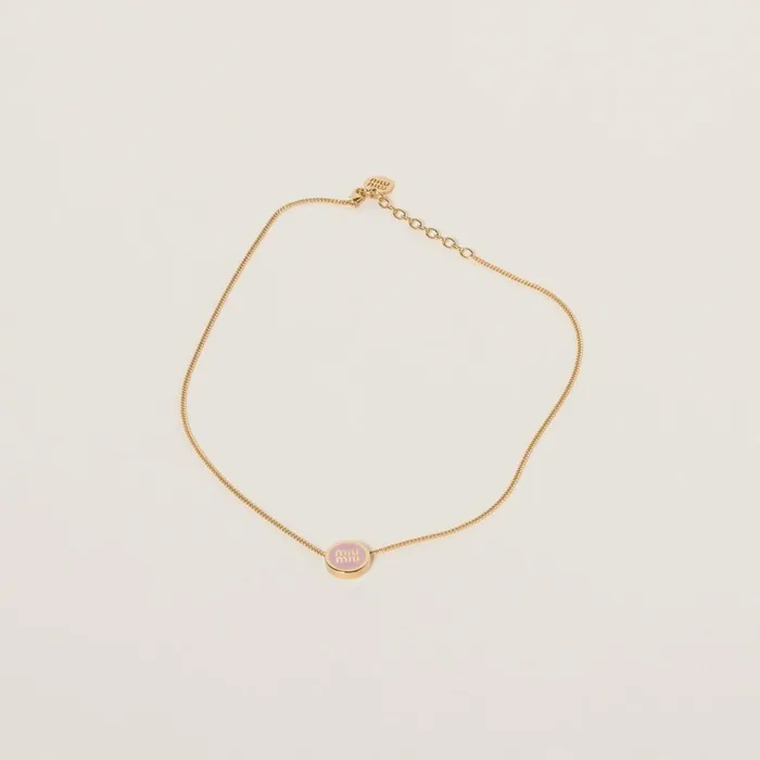 Women Necklaces Miu Miu Metal Necklace Orchid Pink