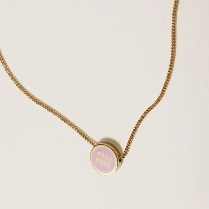 Women Necklaces Miu Miu Metal Necklace Orchid Pink Women Necklaces Miu Miu Metal Necklace Orchid Pink