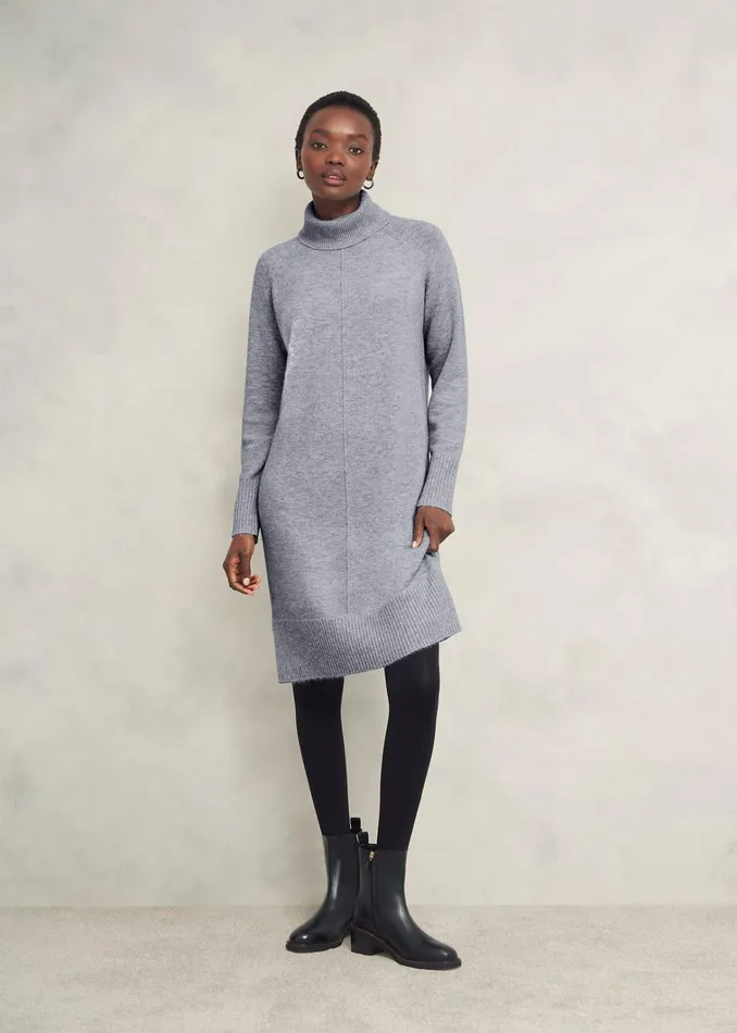Women Nessa Knitted Dress With Alpaca Mid Grey Marl Hobbs Dresses and Jumpsuits