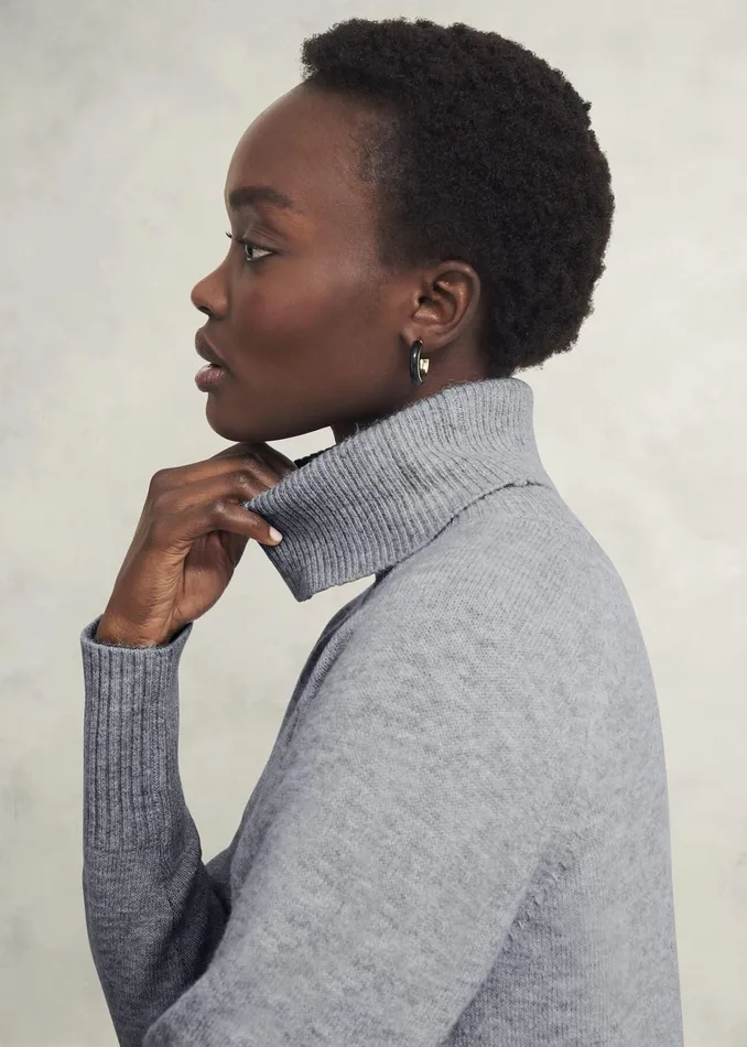 Women Nessa Knitted Dress With Alpaca Mid Grey Marl Hobbs Dresses and Jumpsuits