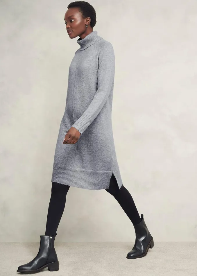 Women Nessa Knitted Dress With Alpaca Mid Grey Marl Hobbs Dresses and Jumpsuits