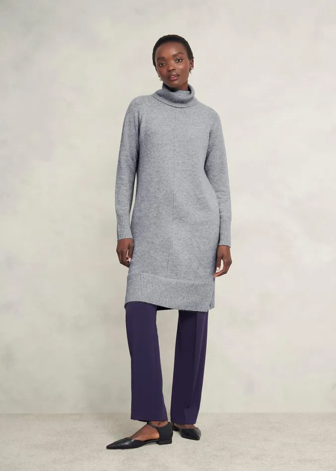 Women Nessa Knitted Dress With Alpaca Mid Grey Marl Hobbs Dresses and Jumpsuits