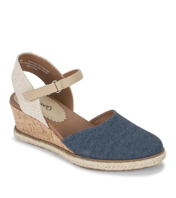 Women Ocean Closed Toe Wedge Sandal Navy Blue Canvas Baretraps Wedge Sandals