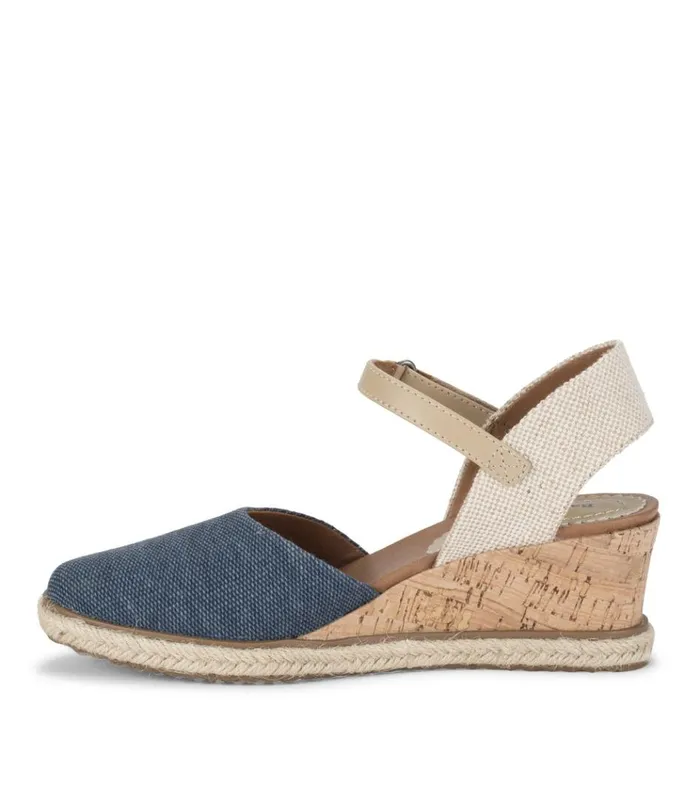 Women Ocean Closed Toe Wedge Sandal Navy Blue Canvas Baretraps Wedge Sandals