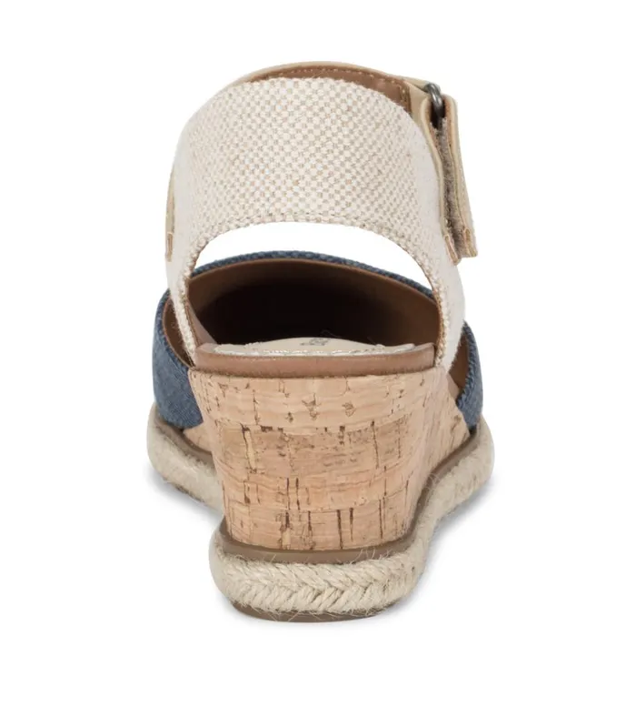 Women Ocean Closed Toe Wedge Sandal Navy Blue Canvas Baretraps Wedge Sandals