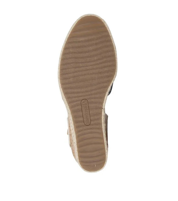Women Ocean Closed Toe Wedge Sandal Navy Blue Canvas Baretraps Wedge Sandals