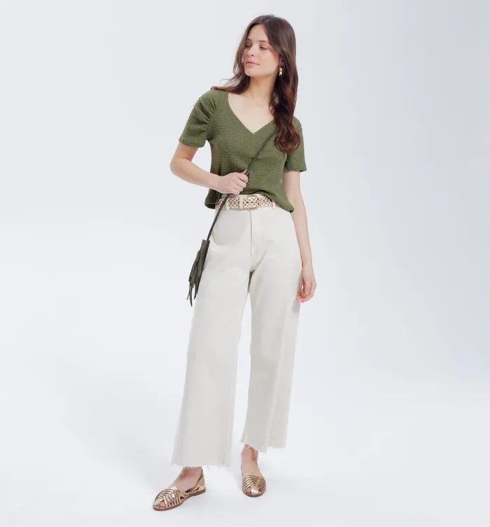 Women Openwork Top 8211 Khaki Promod Tops Women Openwork Top 8211 Khaki Promod Tops