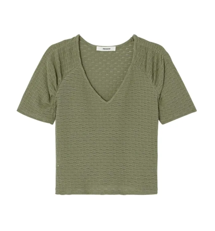 Women Openwork Top 8211 Khaki Promod Tops Women Openwork Top 8211 Khaki Promod Tops