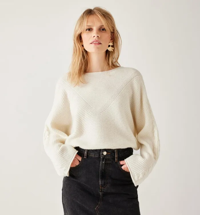 Women Ottoman Ribbed Jumper 8211 Beige Promod Jumpers And Cardigans