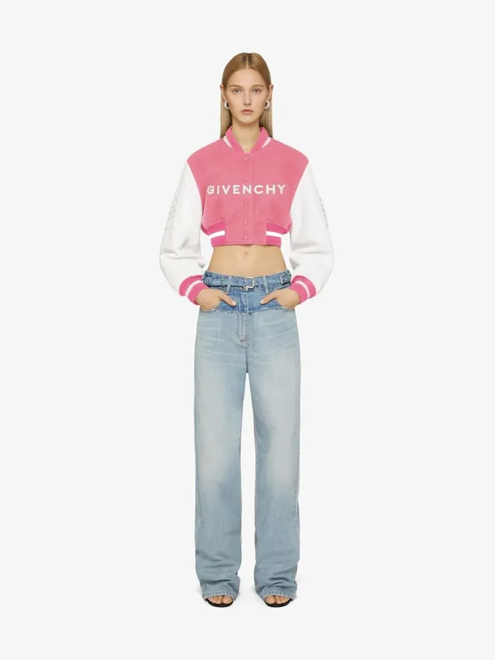 Women Outerwear and Blousons Givenchy GIVENCHY Cropped Varsity Jacket In Wool And Leather Pinkwhite Women Outerwear and Blousons Givenchy GIVENCHY Cropped Varsity Jacket In Wool And Leather Pinkwhite