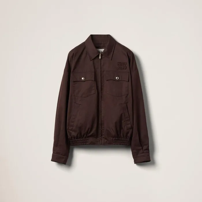 Women Outerwear Miu Miu Washed Gabardine Blouson Jacket Cocoa Brown