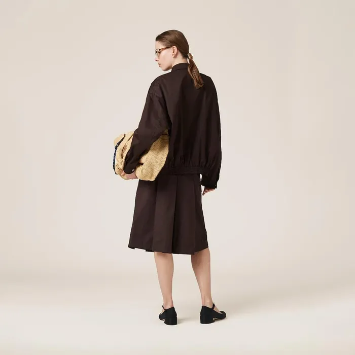 Women Outerwear Miu Miu Washed Gabardine Blouson Jacket Cocoa Brown Women Outerwear Miu Miu Washed Gabardine Blouson Jacket Cocoa Brown