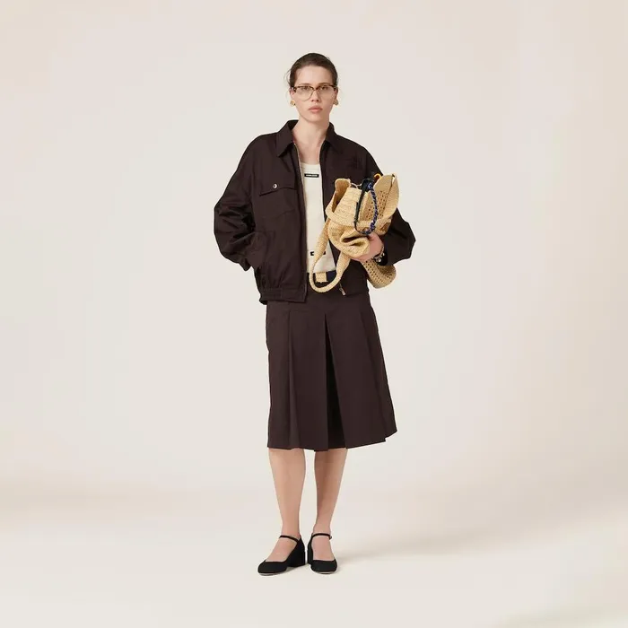 Women Outerwear Miu Miu Washed Gabardine Blouson Jacket Cocoa Brown Women Outerwear Miu Miu Washed Gabardine Blouson Jacket Cocoa Brown