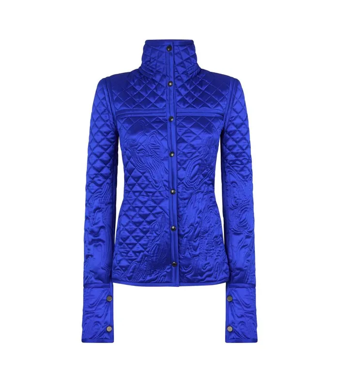 Women Outerwear Tom Ford Embroidered Water Repellent Silk Satin Jacket Cobalt Blue