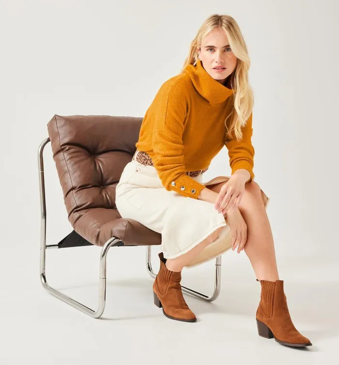 Women Oversized Cowl Neck Jumper 8211 Ochre Promod Jumpers And Cardigans