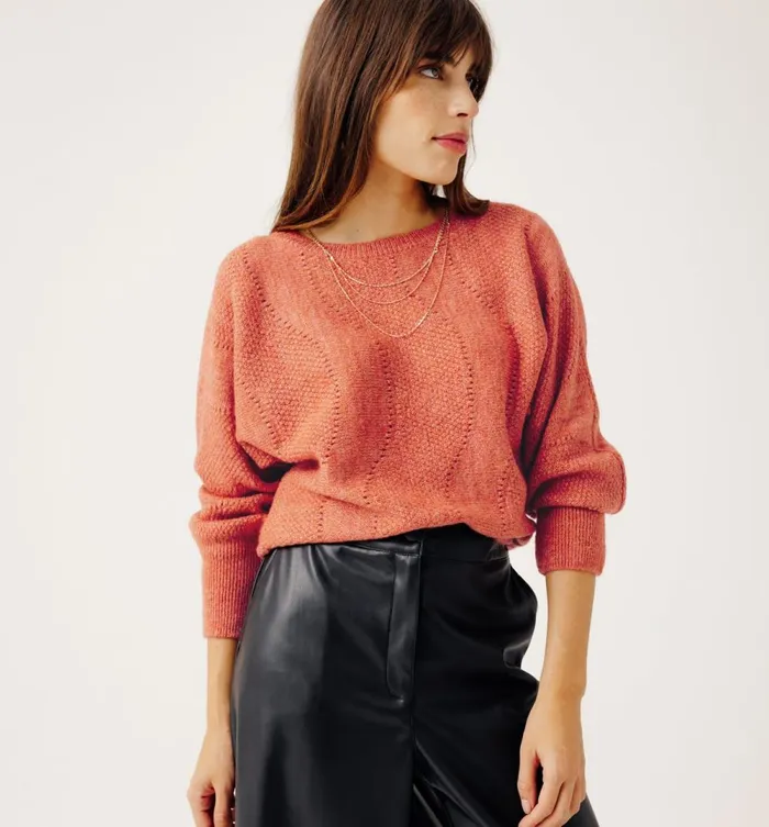 Women Oversized Glitzy Jumper 8211 Orange Promod Jumpers And Cardigans