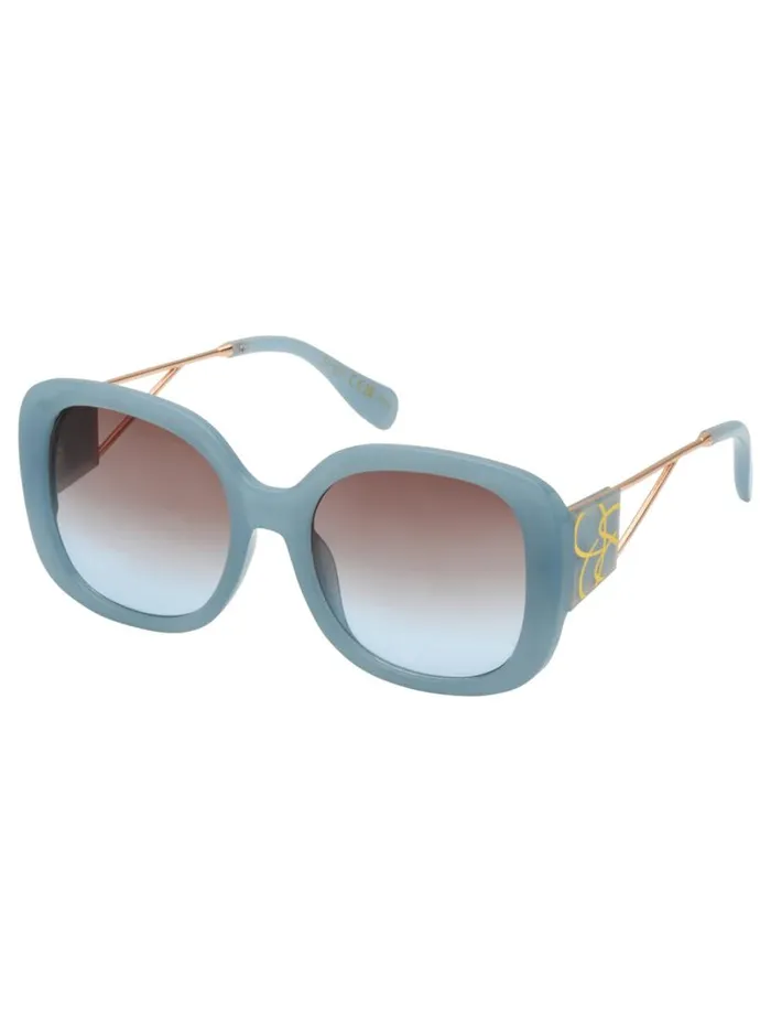 Women Oversized Oval Sunglasses In Blue Jessica Simpson Earrings