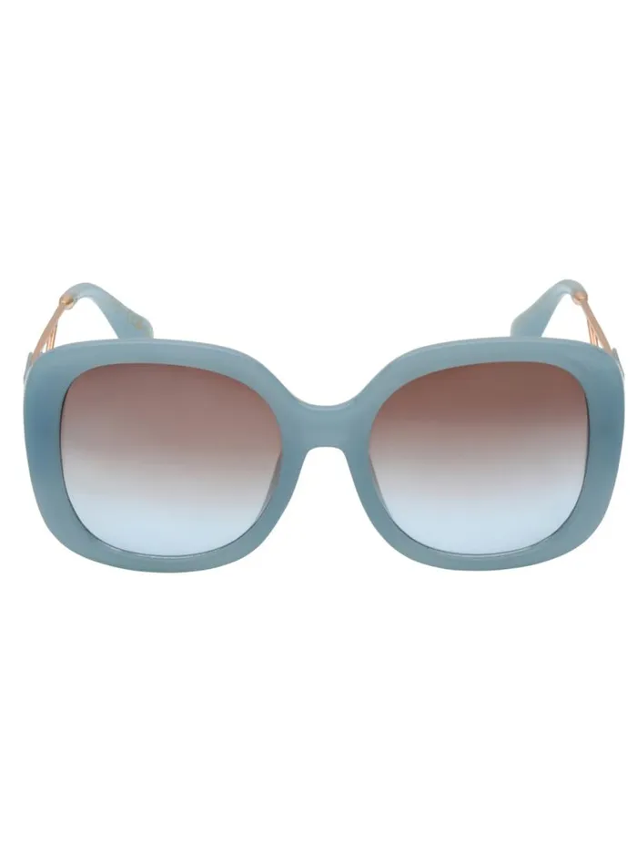 Women Oversized Oval Sunglasses In Blue Jessica Simpson Earrings