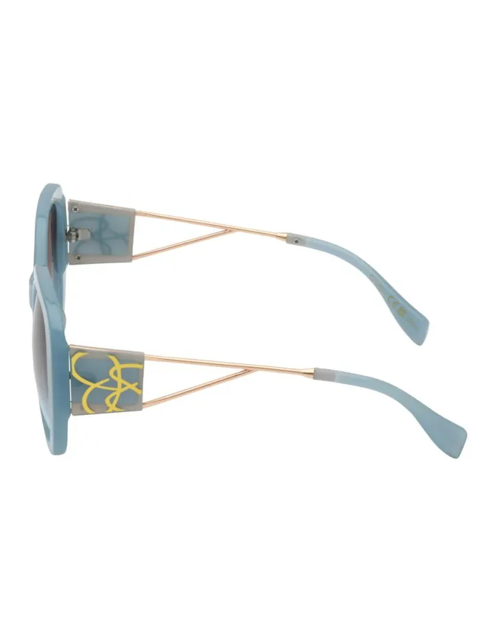 Women Oversized Oval Sunglasses In Blue Jessica Simpson Earrings