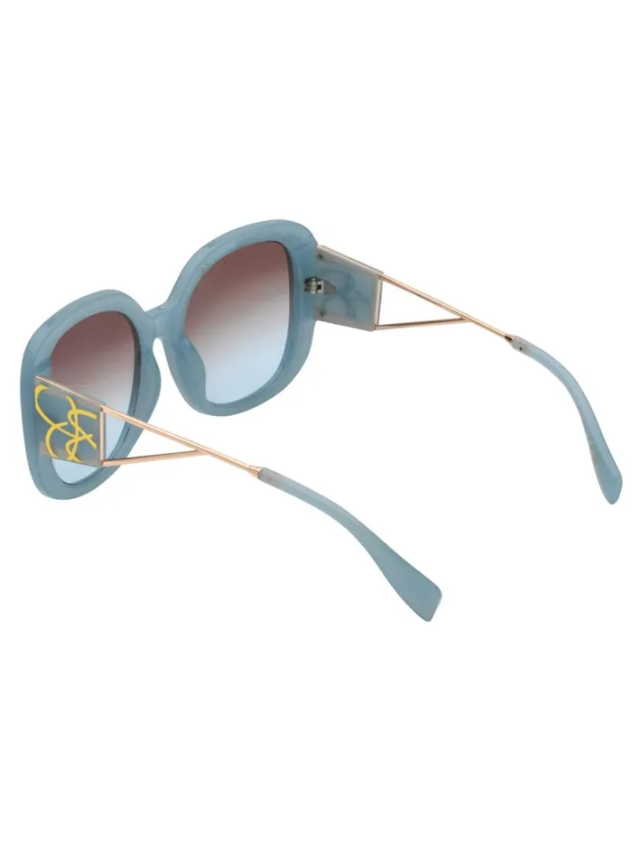Women Oversized Oval Sunglasses In Blue Jessica Simpson Earrings