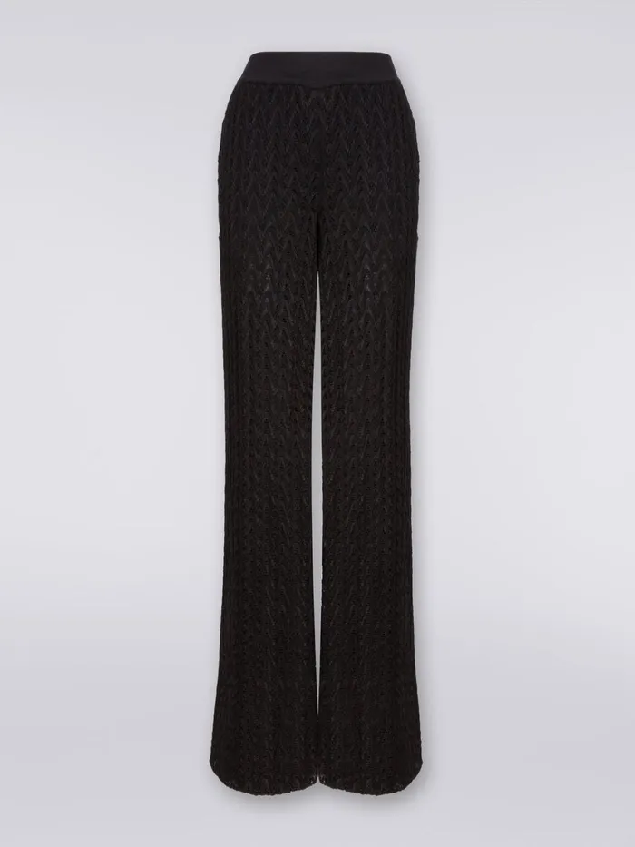 Women Palazzo Pants In Raschel Knit Wool And Viscose Black Missoni Trousers