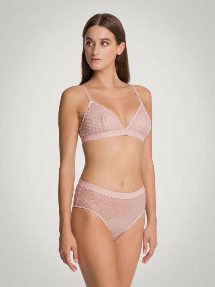 Women Panties Wolford Sheer Logo Modern Brief Powder Pink