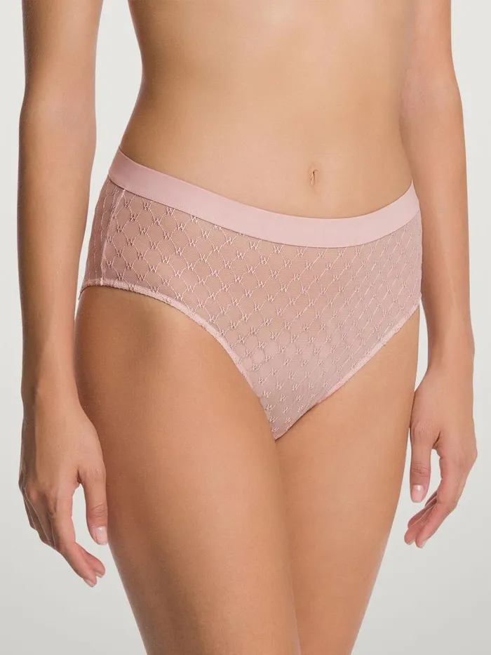 Women Panties Wolford Sheer Logo Modern Brief Powder Pink