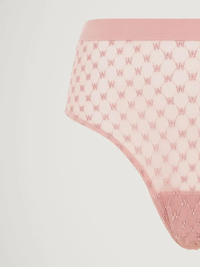 Women Panties Wolford Sheer Logo Modern Brief Powder Pink