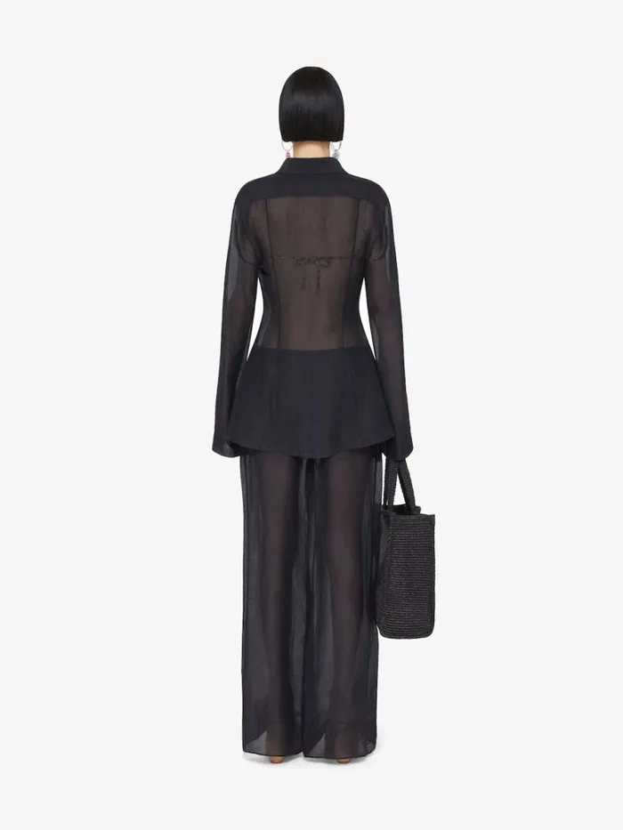 Women Pants and Shorts Givenchy Pants In Silk And Linen Black