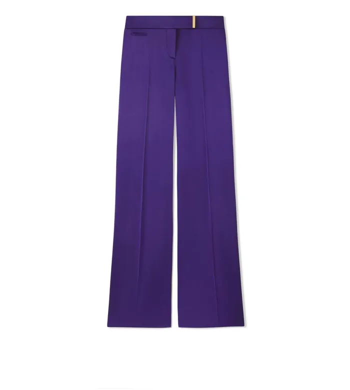 Women Pants and Shorts Tom Ford Fluid DoubleFaced Satin Wide Leg Pants Purple Dalhia