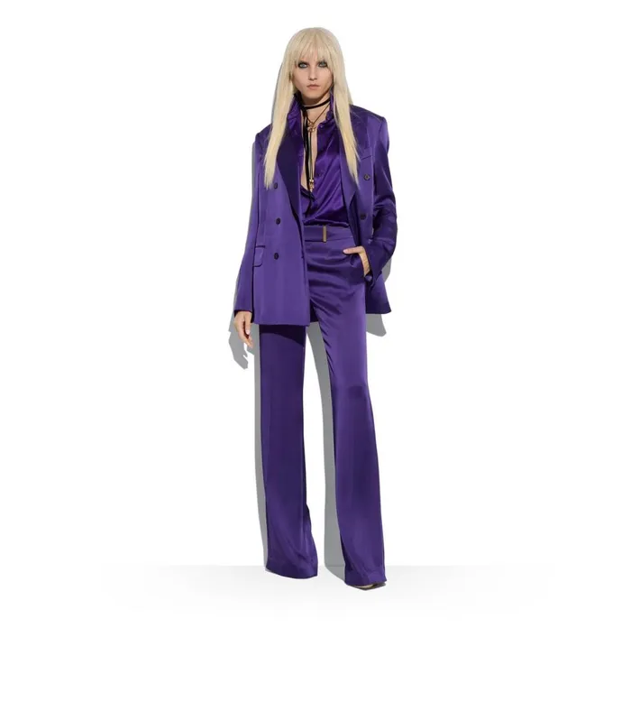 Women Pants and Shorts Tom Ford Fluid DoubleFaced Satin Wide Leg Pants Purple Dalhia Women Pants and Shorts Tom Ford Fluid DoubleFaced Satin Wide Leg Pants Purple Dalhia