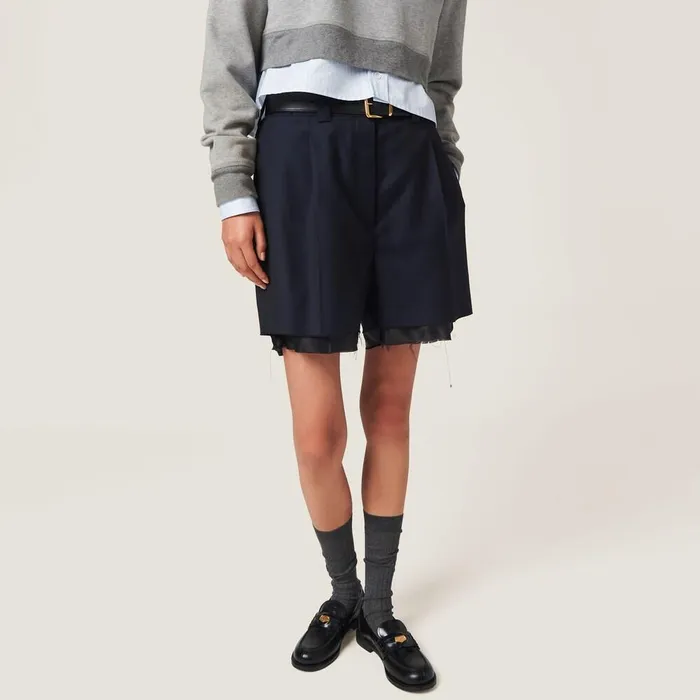 Women Pants And Shorts Miu Miu Batavia Bermudas Navy Women Pants And Shorts Miu Miu Batavia Bermudas Navy