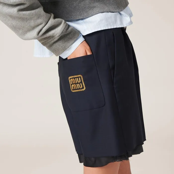 Women Pants And Shorts Miu Miu Batavia Bermudas Navy Women Pants And Shorts Miu Miu Batavia Bermudas Navy