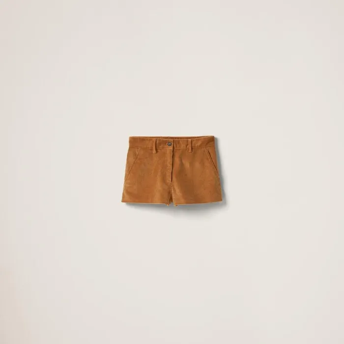 Women Pants And Shorts Miu Miu Corduroy Shorts Barley