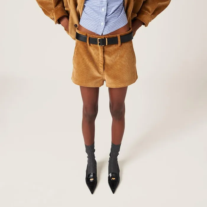 Women Pants And Shorts Miu Miu Corduroy Shorts Barley Women Pants And Shorts Miu Miu Corduroy Shorts Barley